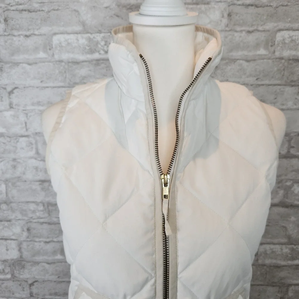 J. Crew Vest Quilted White Diamond Pattern Puffer Classic XXS